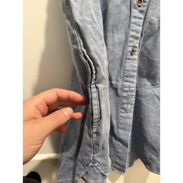 Free People Denim Sleeveless Frayed Edges Button Down Shirt Small Denim Western - Image 3