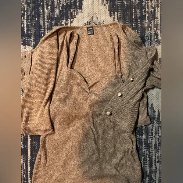 SheIn Button Front Crop Top & Bodycon Dress sz M - Image 7