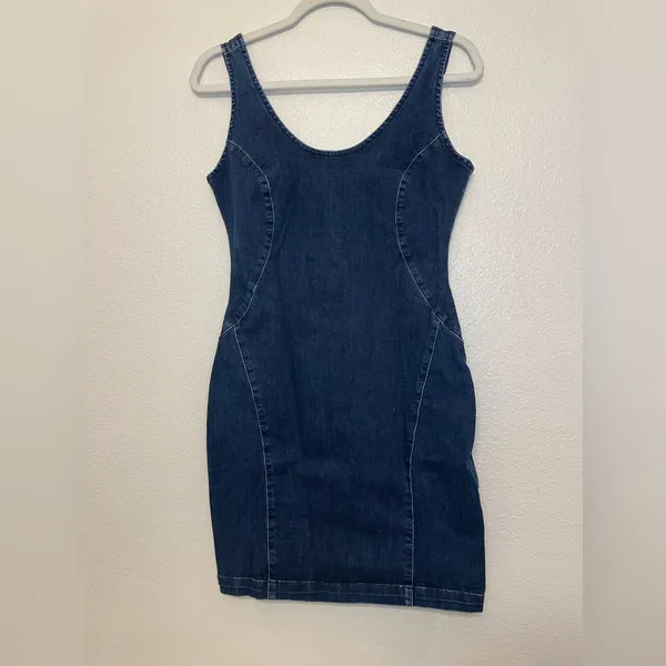 Guess Sofia Dark‎ Blue Denim Mini Dress Size M - Image 3
