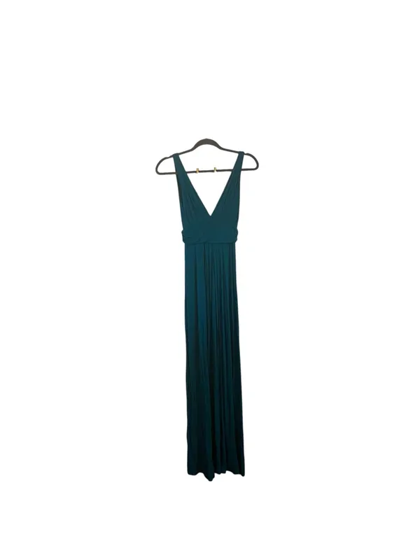 Vintage Y2K TART Teal V-Neck Pleated Maxi Dress Boho Fall wedding Guest - Image 4