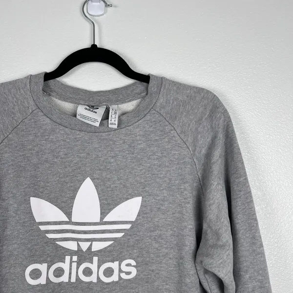 Adidas Women's Crew Neck‎ Pullover Sweatshirt Gray Sz M - Image 3
