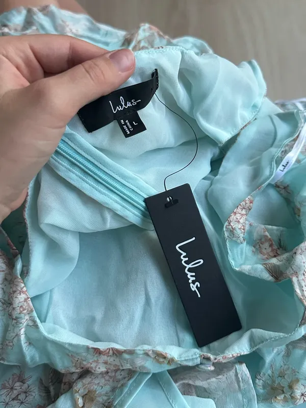 LULU’S Darling Adoration Light Blue Floral Midi Dress With Pockets - Image 5