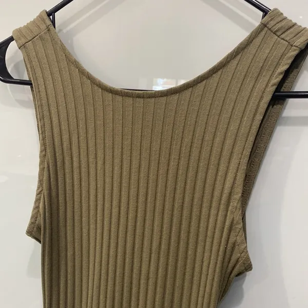 Dark Green Bodycon Stretchy Sleeveless Y2K Dress F21 Sz M - Image 2