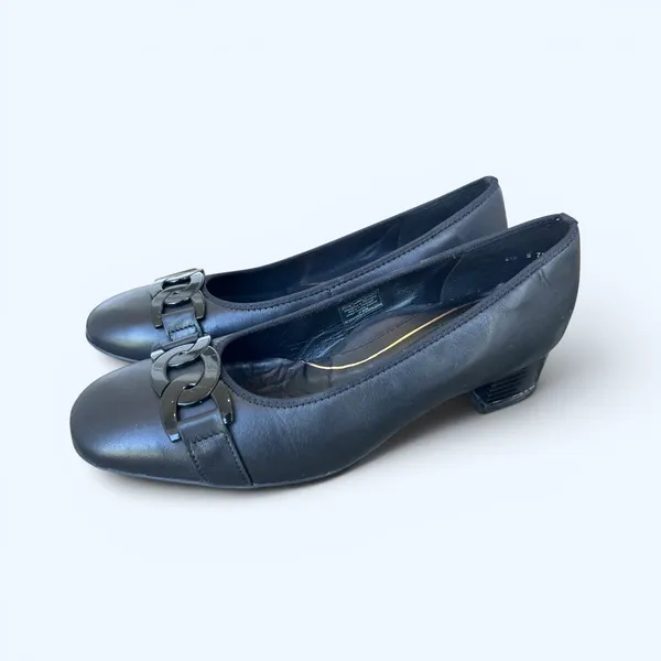 Ara Gallant High Soft Black Leather Pumps Low Heel Comfort Shoes Women’s 6.5 - Image 8