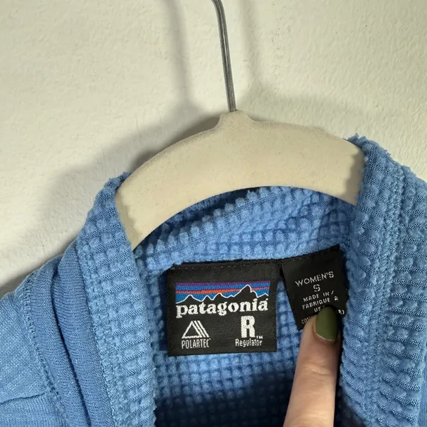 Patagonia R1 Polartec Regulator 1/4 Zip Pullover Fleece Blue Black Womens Small - Image 5