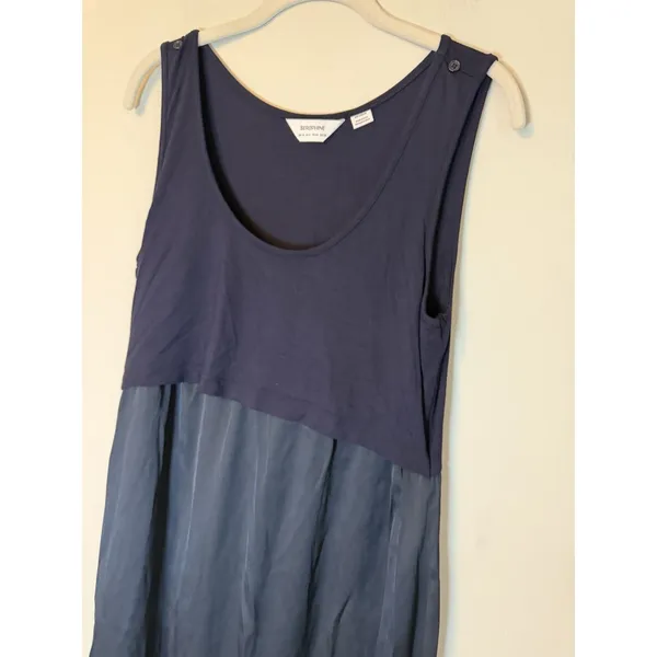 Seraphine Sleeveless Navy Blue Flowy Silk Like Maternity/nursing Dress Sz S NEW - Image 10