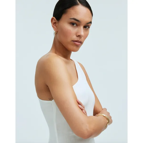 Madewell One Shoulder Midi Dress Linen Blend Lighthouse Minimalist US 00 NWT - Image 3