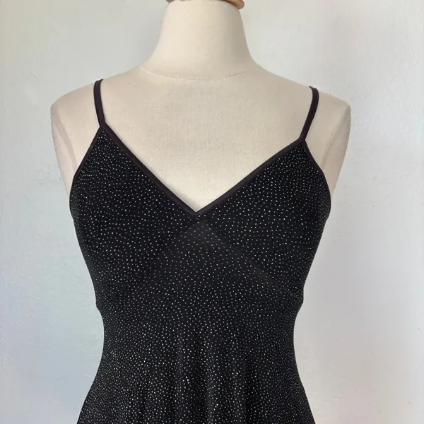 Vintage 90s Black and Silver Sparkle Mini Cocktail Dress - Image 3