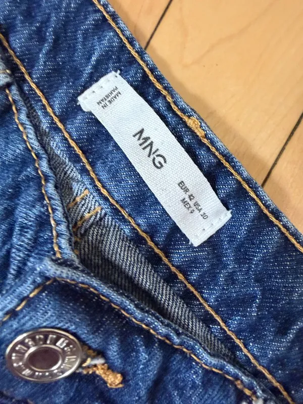 Mango MNG Wide Leg Classic Blue Denim Jeans Size 10 - Image 4