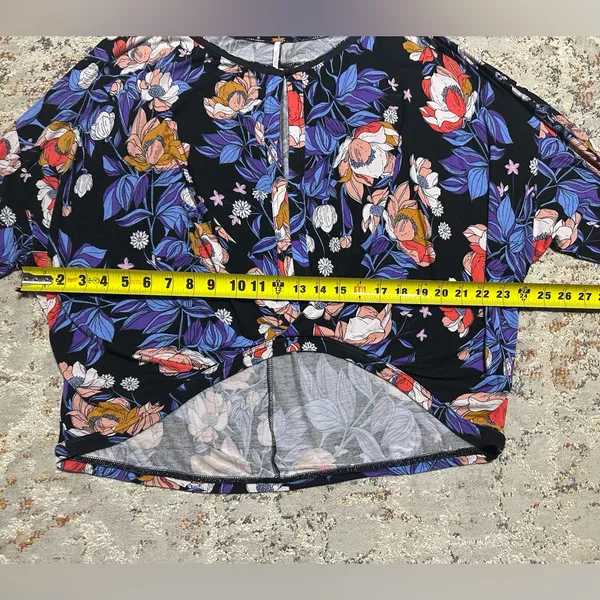Free People Tropical Floral Print 3/4 Sleeve Blouse Size Small - Image 8