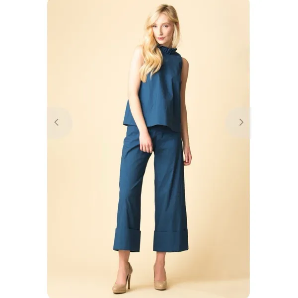 Sea New York $368 Winona Linen Blend‎ Cuffed High Rise Wide Leg Pants Size 0 - Image 3