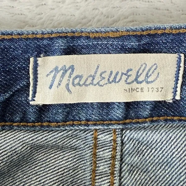 Madewell Straight Leg Crop Jean Blue Medium Wash 100% Cotton Denim E9639 Size 30 - Image 2