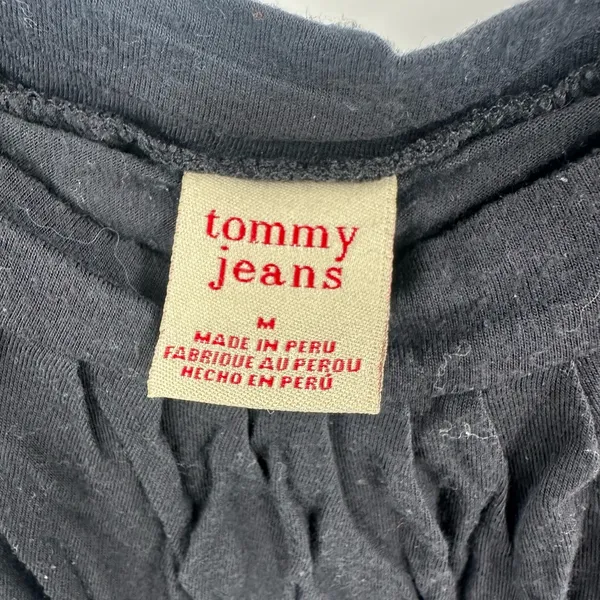 Tommy Jeans Size Medium Tank Top‎ Black Layered Bubble Hem Basic Undershirt - Image 4