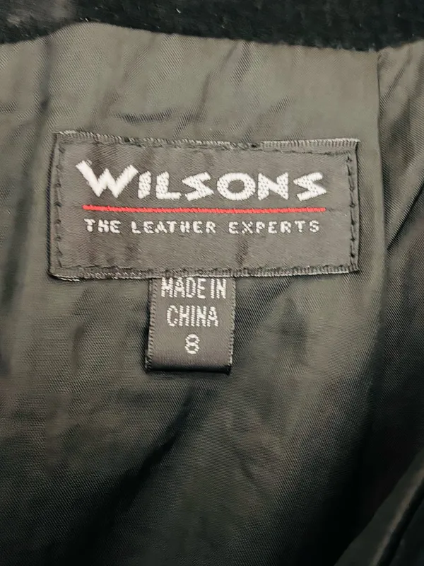 Wilson's Leather Vintage Black Suede Leather A-Line Mini Skirt 90s Minimalist Size 8 - Image 4