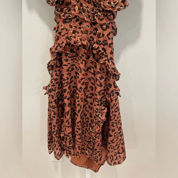 Bardot Leopard‎ Frill Cut Out Mini Dress Size 12/XL - Image 6