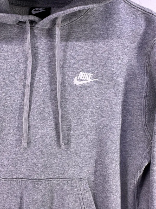 Vintage Nike Light Gray Hoodie White Logo Size Medium - Image 6