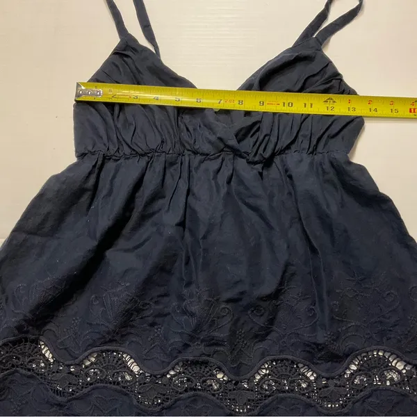 Banana Republic Navy Blue Eyelet Embroidery Tank Top Baby Doll Cotton Sz S - Image 9