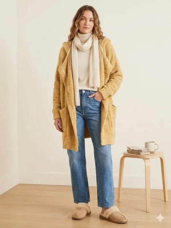 Free People Warm Wishes Hooded Sweater Teddy Jacket Cardigan - Image 3