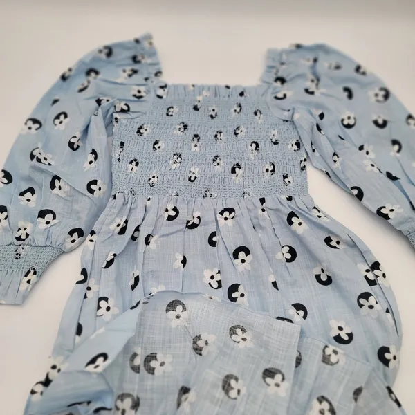 Kate Spade Sz XS Floral Dot Smocked Midi Dress Blue Puff Sleeve NWOT Cottagecore - Image 13