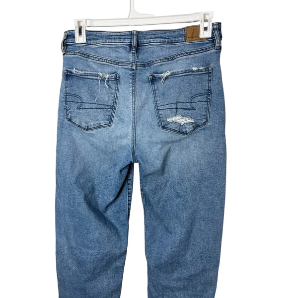 American Eagle Slim Straight‎ Jeans Distressed Ripped Raw Hem Size 12 - Image 6