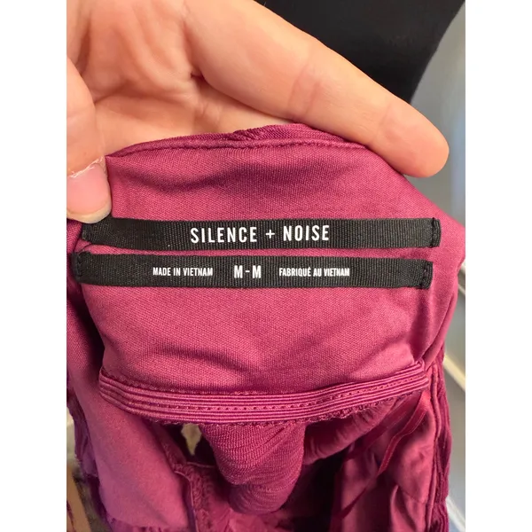 Silence + Noise Remy Textured Asymmetrical Tube Top Berry Maroon Y2K Side Tie - Image 6