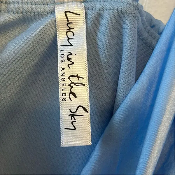 Lucy in the‎ Sky XS Blue Asymmetric Faux Wrap Short Dress Sleeveless - Image 13