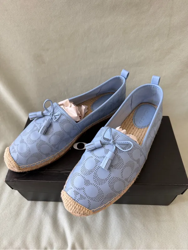 Coach Women's Carson Signature Jacquard Espadrille Loafers Lather Blue Size 11B - Image 2