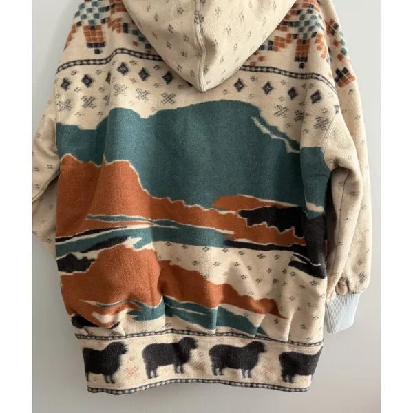 Free People Mountain Top Sweatshirt Black‎ Sheep Combo Women's Size Small - Image 6