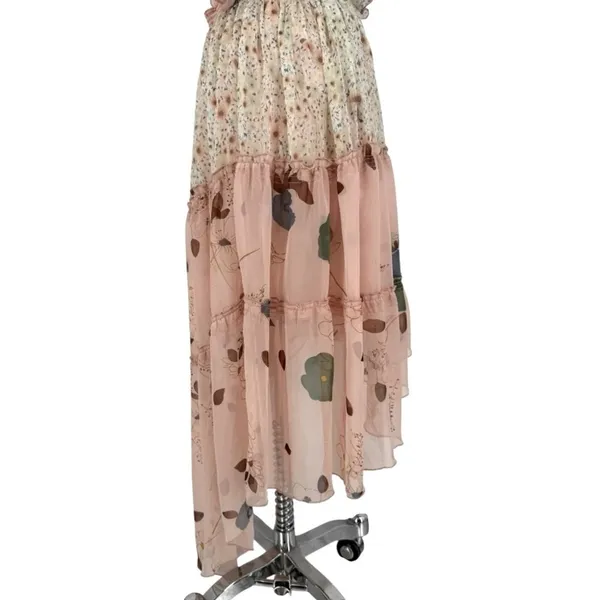 Free People Mixed Print Floral Sleeveless Tiered High Low Dress Size Small Fairy - Image 12