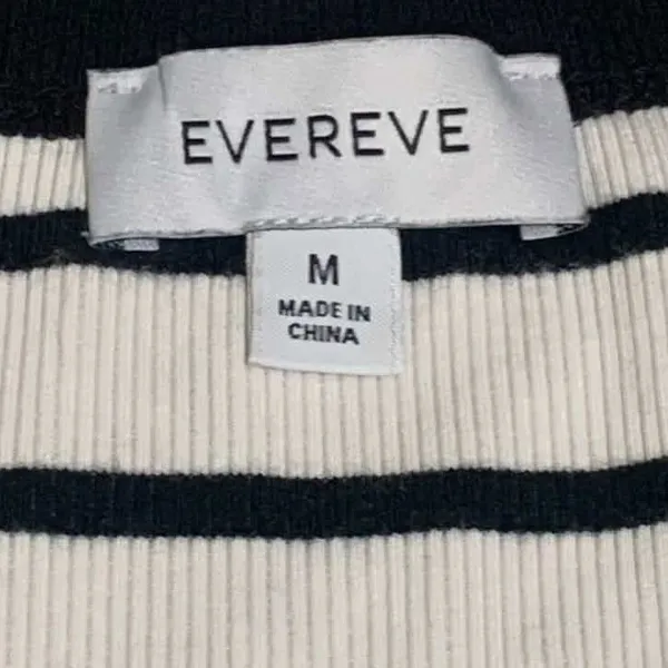 Evereve Tank Top Womens Medium White Black Striped Ribbed Sleeveless Layering - Image 2