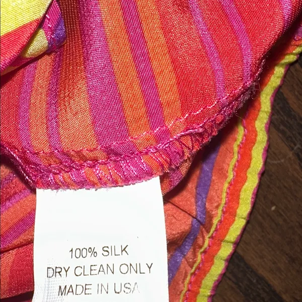 Amanda Uprichard silk Multicolor Striped V-Neck Blouse size medium - Image 6