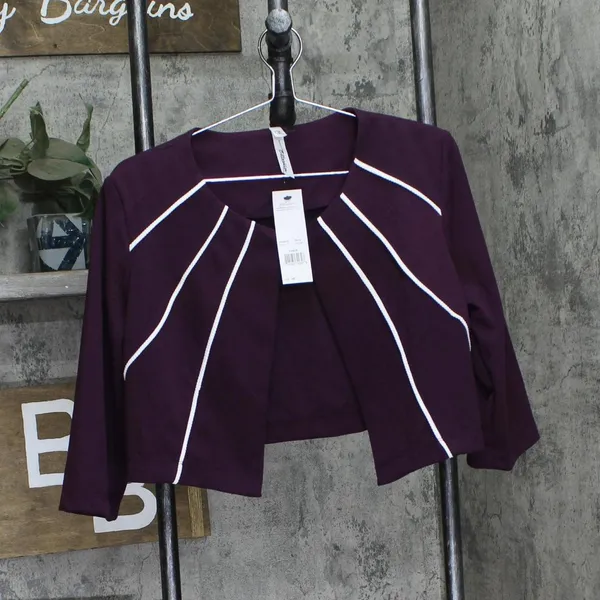 NWT Ny Collection Petite Two-Piece Dress Set with Jacket Plum Purple / White 10P - Image 5