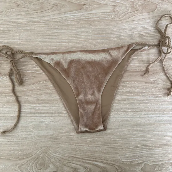 Frankies Bikinis Medium Suki Crushed Velvet Set Tan Beige Swim Minimal Cheeky - Image 6