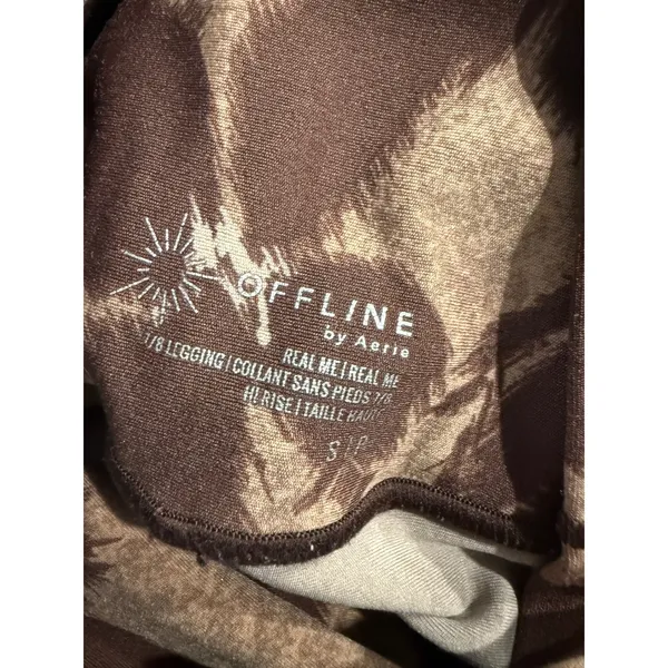 OFFLINE by Aerie Real Me High Rise 7/8 Leggings Brown Floral Print‎ Small - Image 4