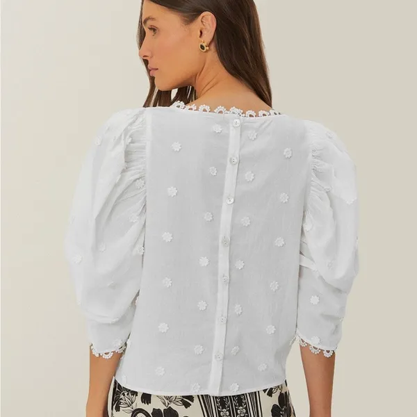 NWT Off-White 3d Flowers Cotton Blouse S - Image 2