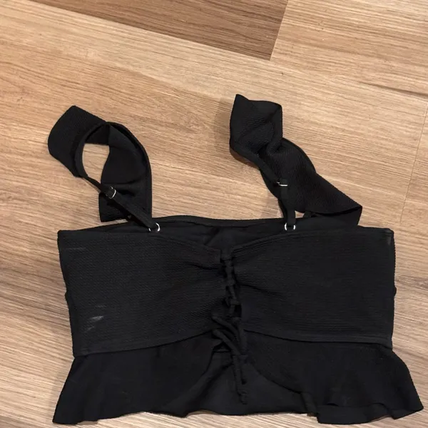 Ruffle Bikini Adjustable Straps Black Size 1X - Image 5