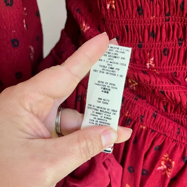 Free People Ruby Combo Two Faces Smocked Mini Dress Red Boho‎ Small NWT - Image 10
