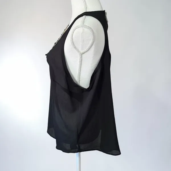 2B Bebe Y2K Black Semi Sheer V-Neck Tank Sz 2X READ - Image 2