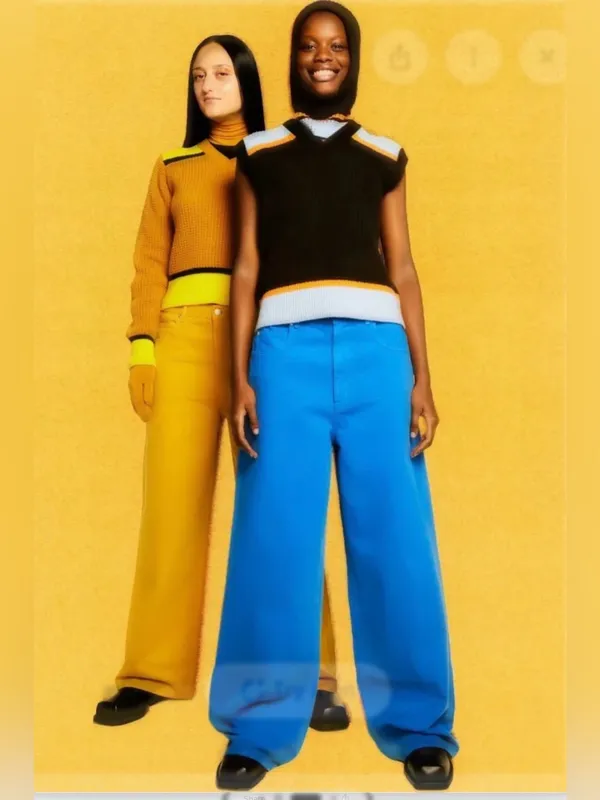 Marni X Uniqlo Blue Wide Leg Baggy Jeans Size 23 x 31 - Image 2