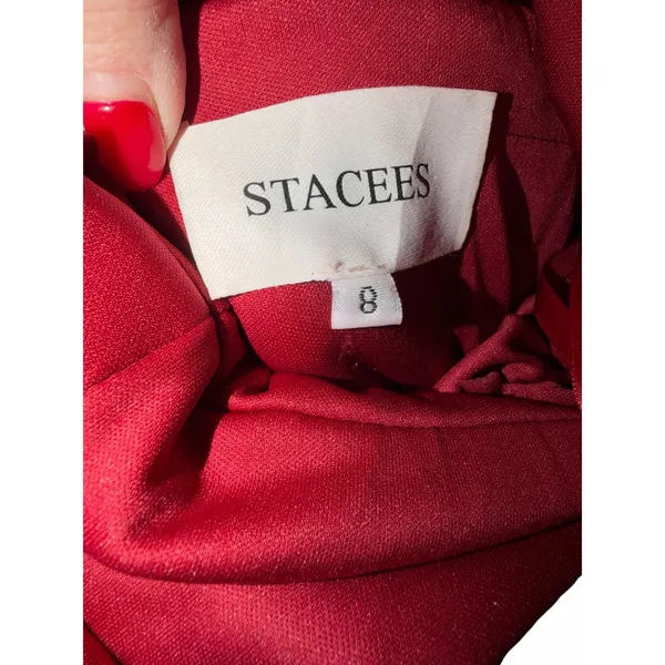 STACEES Red Satin Corset Gown Thigh-High Slit - Size 8 - Image 2