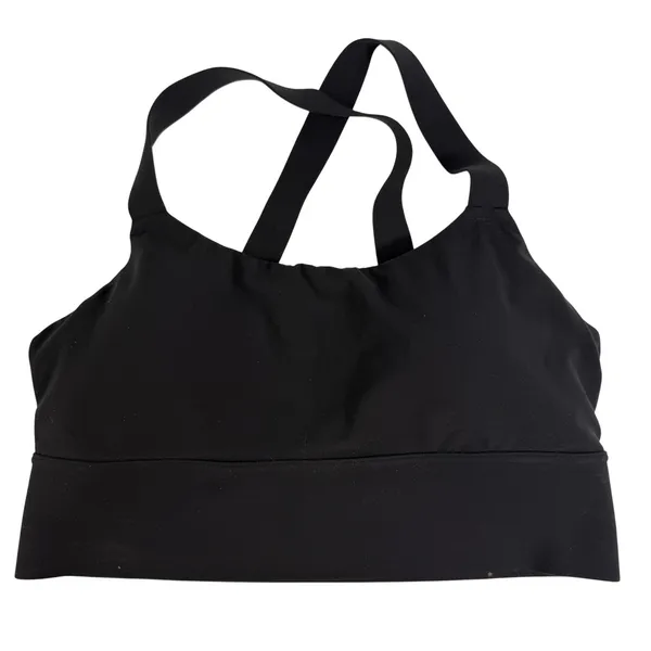 Athleta M Medium Sports Bra Seamless Low Impact Padded‎ Black Cross Back Women's - Image 2