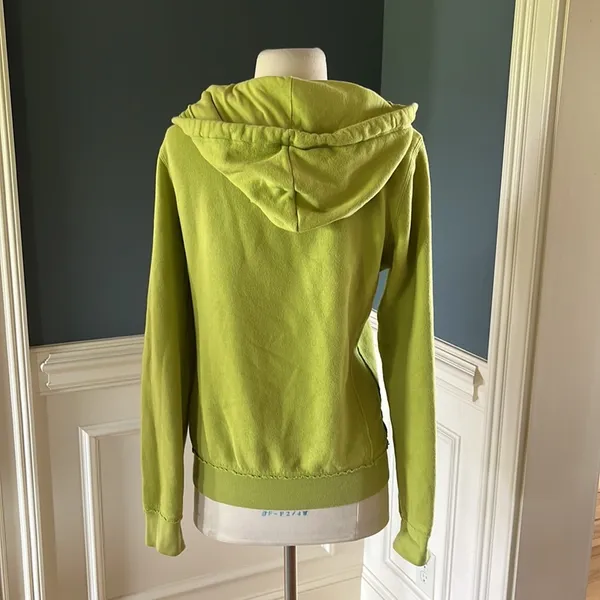Retro Aeropostale Hoodie Lime Green Pullover Sweatshirt Womens Medium - Image 7