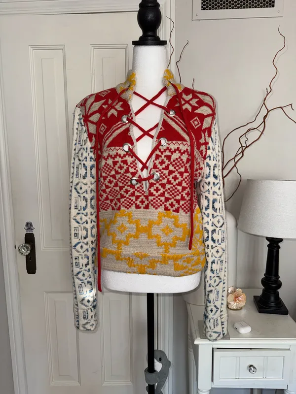 BDG Nordic Fair Isle Lace-Up Knit Sweater - Image 2