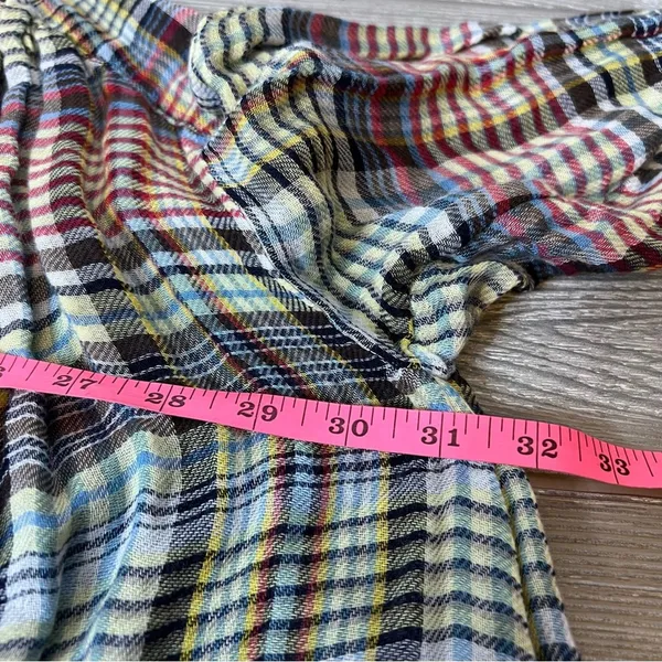 Free People Come On Over Plaid Top Oversized High Low Button‎ Front Blouse Small - Image 5