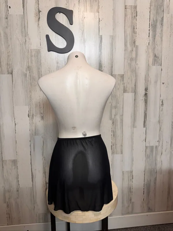 SheIn Sheer Mesh High Rise Mini Swim Skirt Cover Up Womens Small Solid Black - Image 4