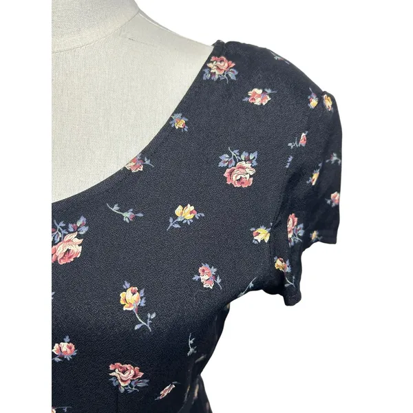 VTG 90s Decked Out Floral Belted Maxi Grunge Whimsigoth Medium Y2K Retro Boho - Image 6