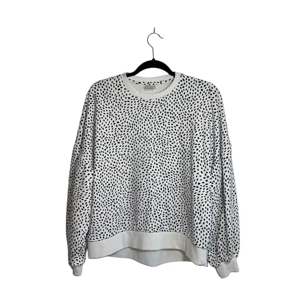 Calia by Carrie Cream & Black Dotted Sweatshirt Crew Neck Relaxed Fit - Image 2