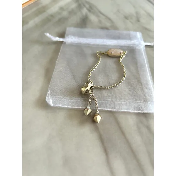 Kendra Scott Light Blush Pink Druzy Drusy Stone Silver Tone Toggle Pull Bracelet - Image 3