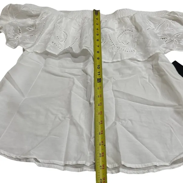 NEW A.N.A. White Floral Eyelet Off Shoulder Boho Festival Fairy‎ Top Size L - Image 8
