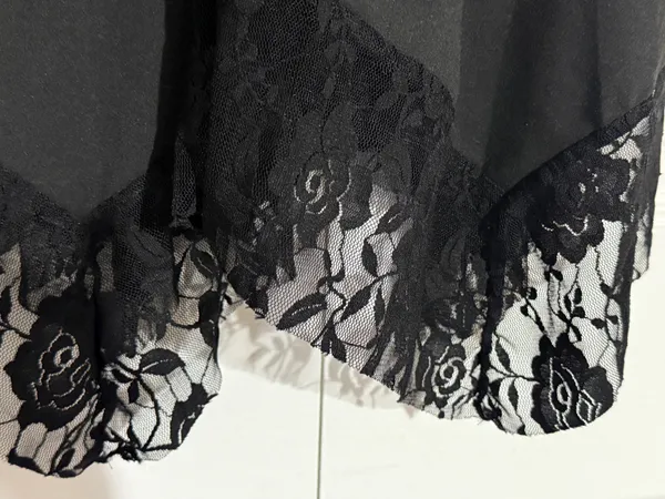Amazon Black Tunic Shirt with Heart Detail and Lace Hem - Image 4